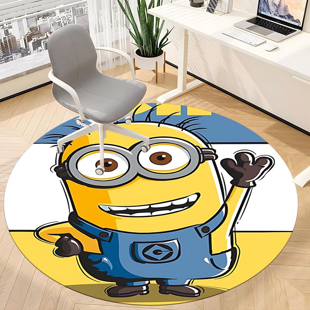 1PC Minion Office Round Area Rug, Indoor Mat Suitable For Office, Under Office Chairs Bedroom Living Room Home Decor, Room Deco1100