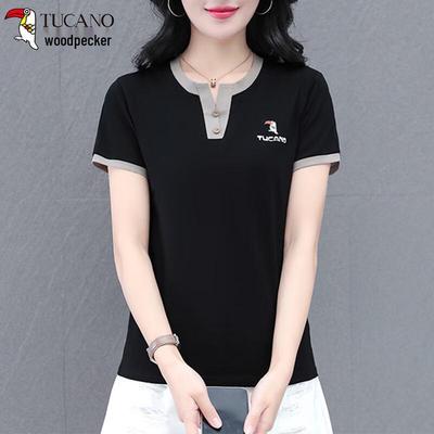 Woodpecker Women's Cotton Crew Neck Slimming Short Sleeve T-Shirt