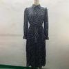 V-Ausschnitt A-Linie Blumenprint Damen Freizeit Langarm Hohe Taille Knöchellang Herbst Winter Kleid