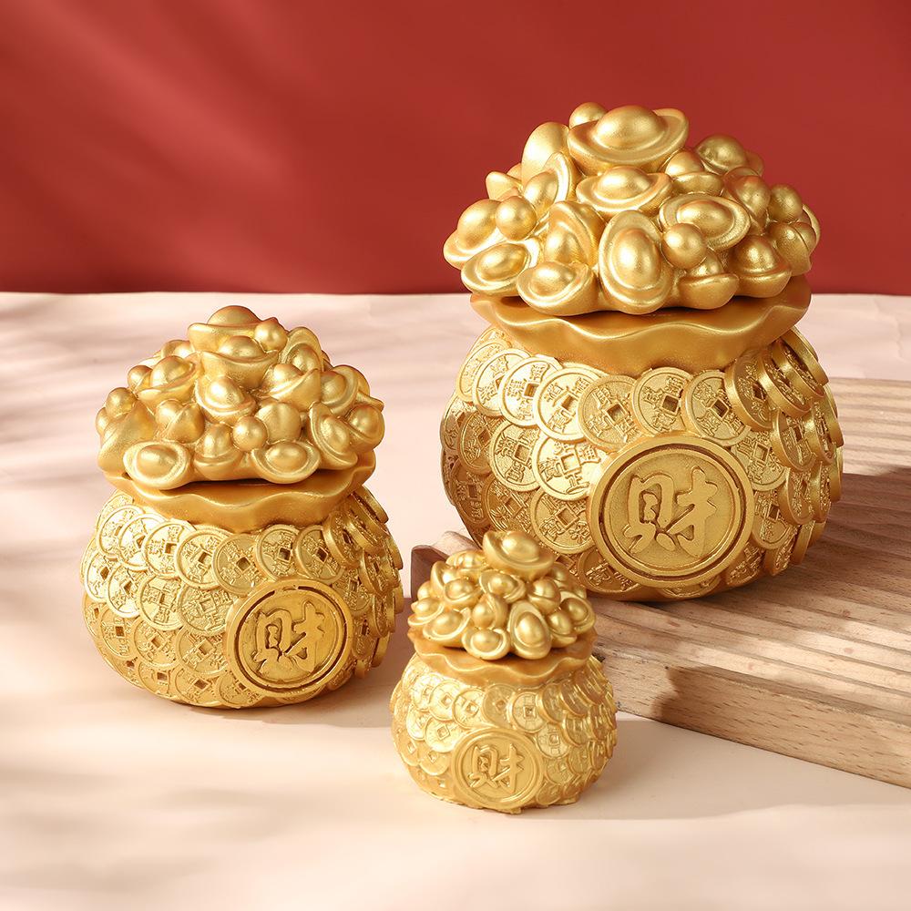 Feng Shui Cornucopia Auspicious Fa Cai Money Tree Gold Ingot Bag Lucky Fortune Spring Festival Mascot Desktop Ornament Car Home