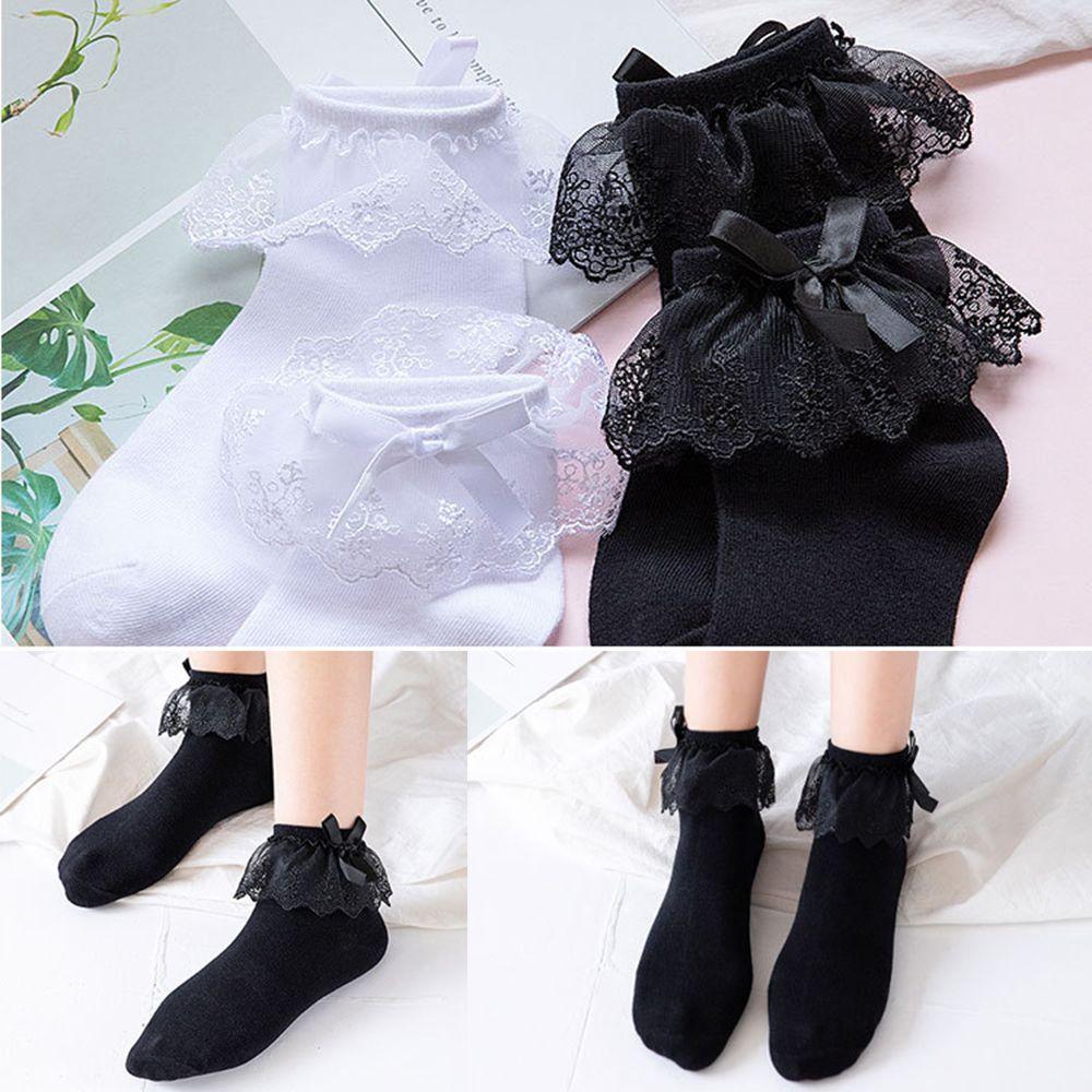 Girl Breathable Bow Knot Cotton Princess Socks Lace Ruffle Short Sock Ankle Sock