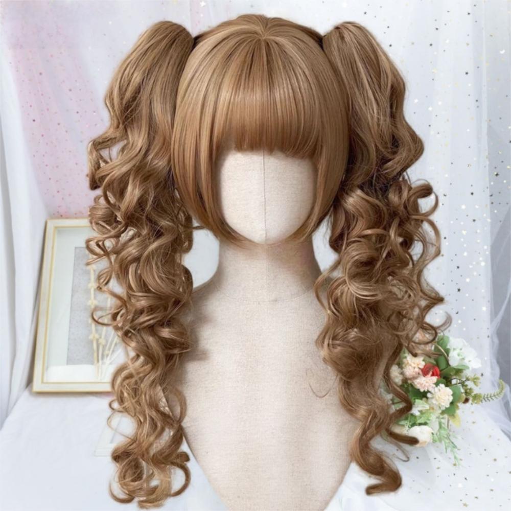 Cosplay Princess Cut Double Ponytail Synthetic Halloween Harajuku Wig Lolita Wig with Bangs Party