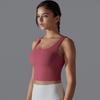 New Naked One Piece Fixed Cup Yoga Clothing For Women, Sleeveless Short Sports Underwear, Wide Shoulder Strap Yoga Tank Top