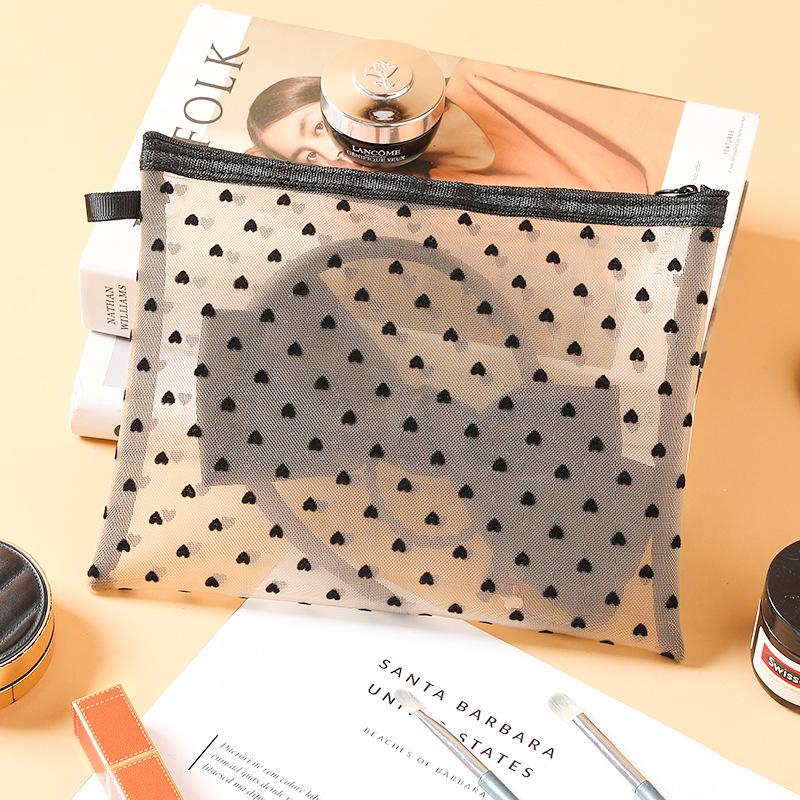3pcs/set Hot Mini Transparent Heart Makeup Bag Women Portable Lipsticks Cosmetic Storage Pouch Ins Clear Ctue Small Make Up Bag