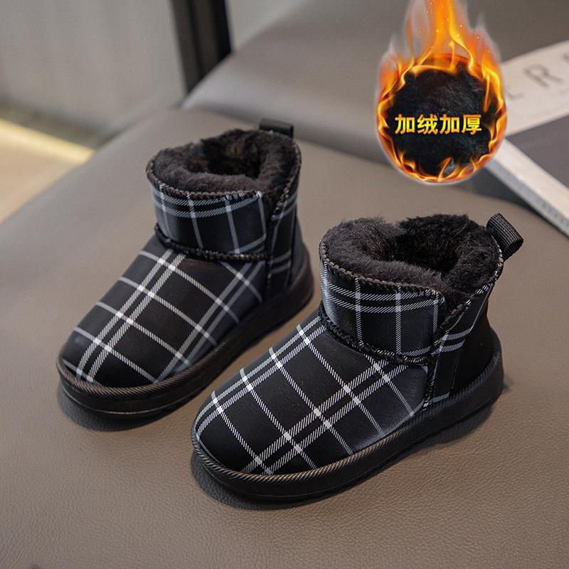 Móda Nové 2025 Dívčí boty Zimní Dětské Sněhule Plus Sametové Zesílení Vodotěsné Protiskluzové Kotníkové boty