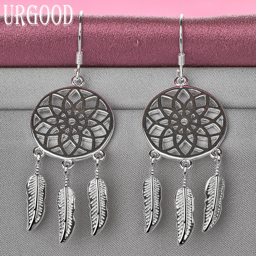 925 Sterling Silver Fashion Leaf Earrings Wedding Jewelry