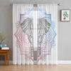 Africa Indian Elephant Voile Curtain Mandala Tulle Window Curtains Bedroom Living Room Kitchen Chiffon Drape Bohemian Light Filtering Polyester
