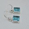 Natural Blue Topaz Earrings, Handmade Earrings, 925 Sterling Silver Earrings, Square Blue Topaz Earrings, Gift for Sister, Birthday Gift