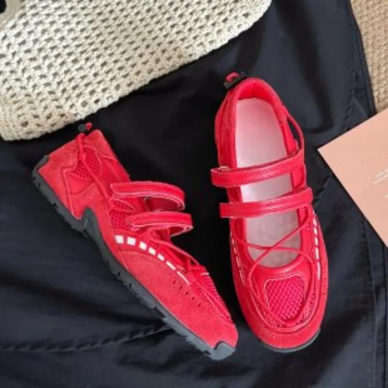 Fashion 2025 New Soft-soled Non-slip Single Shoes Mesh Breathable Casual Women's Sports Mary Jane Shoes