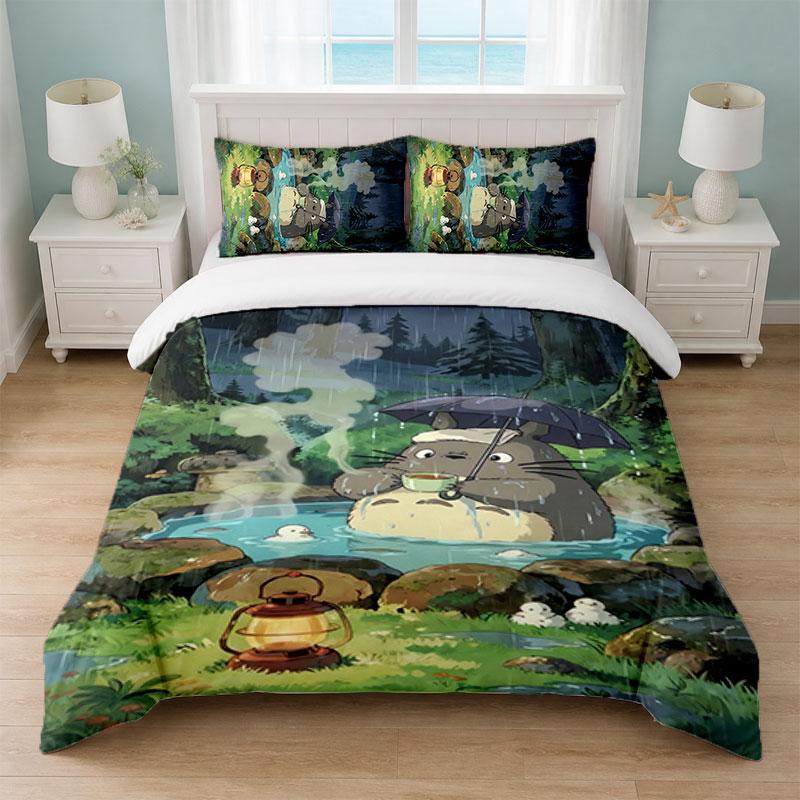 My Neighbor Totoro Bedroom 3Pcs Bedding Set Soft Bed Sheet Pillowcases Home Bedding Decoration