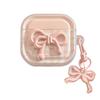 Pink bow for AirPods protective case 3rd generation apple 4 bluetooth headset pro2 sweet pendant 1/2 generation