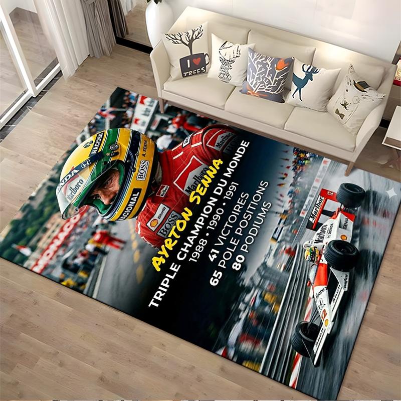 Ayrton Senna Racing Legend Design Rug Non-slip rug suitable for living room and bedroom sofas.