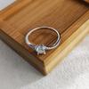 S925 Sterling Silver 50-Point Twisted Moissanite Ring with Four-Prong Setting