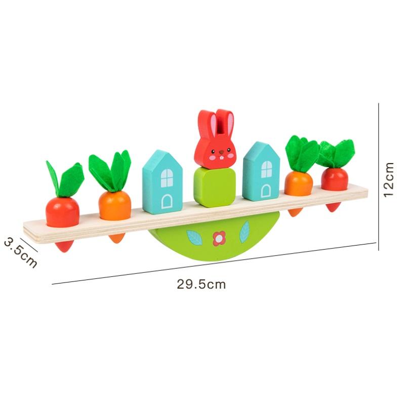 Montessori Sensory Toys Stacking Toys for Baby Rabbit Animal Balance Wooden Building Blocks Early Childhood Education Game Gift