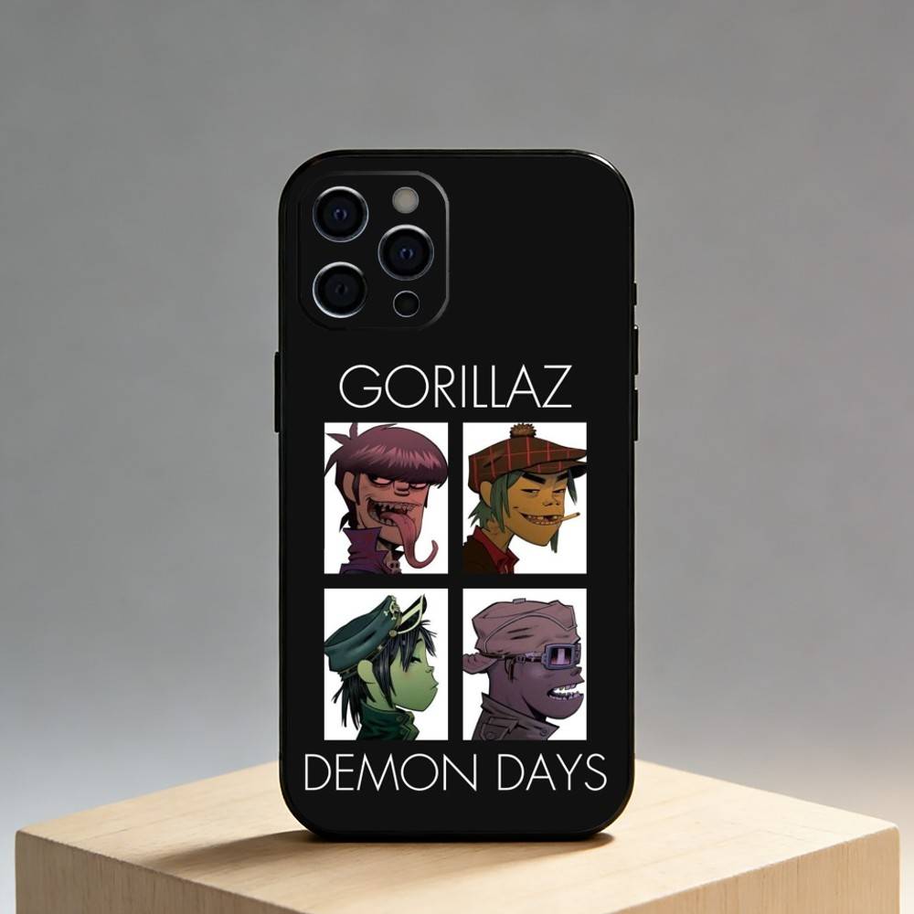 Band Rock Comica G-gorillaz Custodia per Telefono Per iPhone17,16,15,14,13,12 Plus,Max Cover Nera in Morbido Silicone