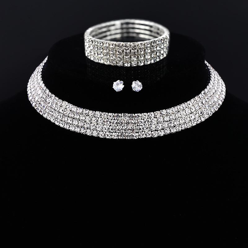 Fashion Jewelry Full Diamond Rhinestone Multi-layer Multi-row Collar Bridal Crystal Collar Short Collar Necklace