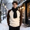 Men Raglan Block Shirt Shirt, Long Sleeve Crew Neck T-shirt, Warm Layering Tees for Casual Pullover Base Layer Autumn Winter Regular Fit
