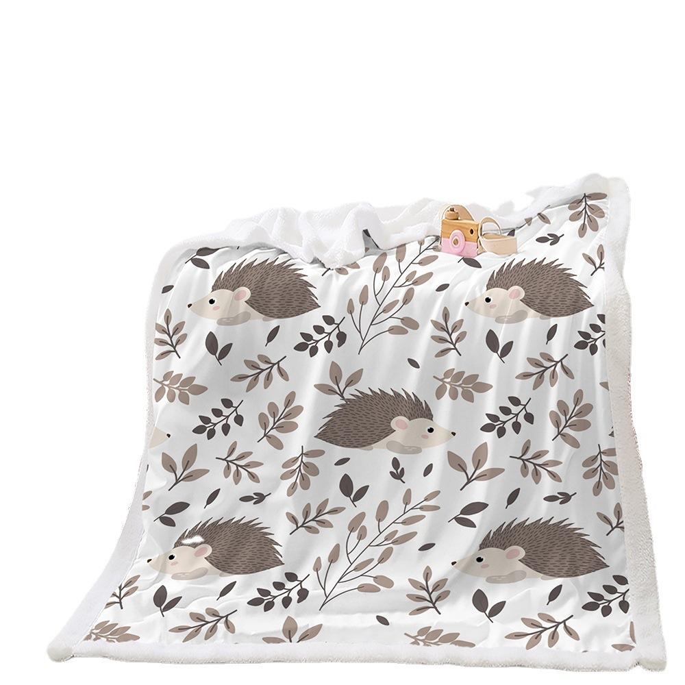 2D digital print cover blanket zoo illustration dinosaur thickened lamb wool crystal plush blanket
