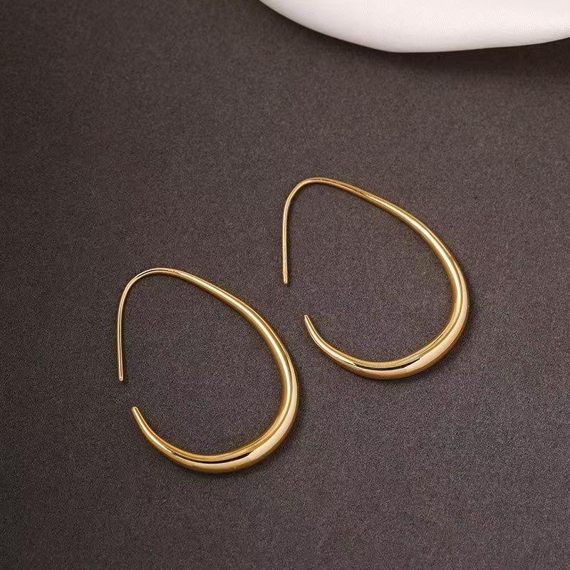 

Gold Earrings - Light Luxury High-End Oval Design with Exaggerated Retro Drops
