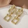 Square Geometric Classy Metal Earrings Womens Fashionable Alloy Jewelry Plated