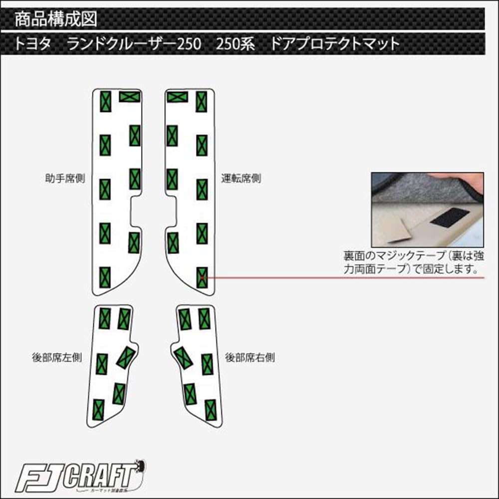 FJCRAFT Toyota Compatible Land Cruiser 250 250 Series Door Protective and Scuff Made in Carfeel Finish Protective [T132] Mats, Stain, Scratch,