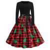 Women's Casual Christmas Print Dress with Neck, Vintage Holiday Dress