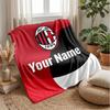 AC Mailand Benutzerdefinierter Name Text Flanelldecke Fußball Logo Personalisierte Fleece-Kuscheldecke Besonderes Geschenk für Sofa Schlafzimmer Zuhause