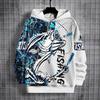 Men's Autumn Ocean Animals Fierce Fish Print Hoodie - New Arrival 2025