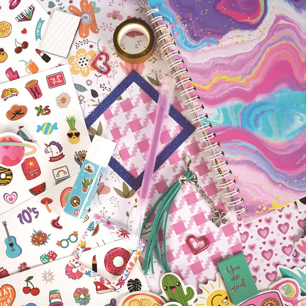 DIY Journal Set for Kids Teens Scrapbook Sticker Album Craft Kit Creative Stationery Supplies Gift Portable Scrapbook Sticker Set