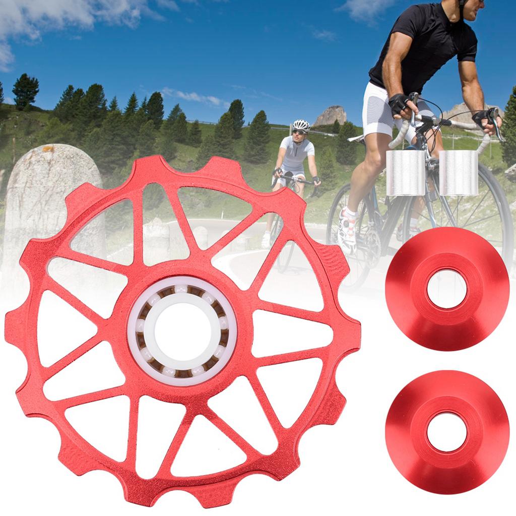 14T Rotes Rennrad Metall Keramik Lager Schaltwerk Führungsrolle Radfahren