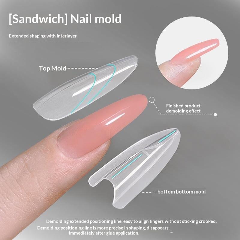 240Pcs Sandwich Nail Forms 15 Size Oval Extension Dual Form No Paper Forms Needed For Easy Nail Extensions