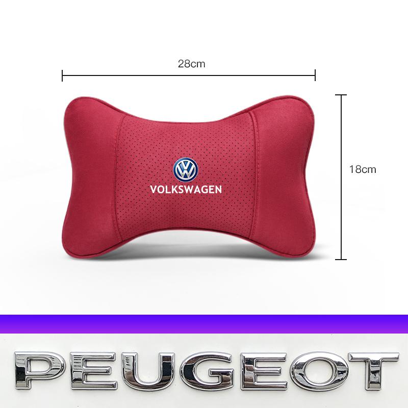 Car Headrest Suede Pillow Seat Memory Foam Accessories Valve Cap For VW Golf Amarok T5 Phaeton Teramont ID3 Tiguan T-Cross Passa Ze8