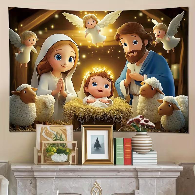

2D Cartoon Nativity Tapestry Wall Hanging Living Room & Kids Bedroom Decor 47.2x31.5inch/120*80cm