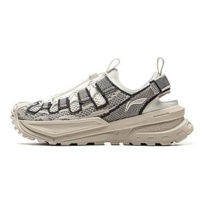 Zapatillas de Senderismo Li Ning CF Outdoor Creek Cómodas Versátiles Antideslizantes Resistentes al Desgaste Absorción de Impactos Caña Baja Unisex Zapatillas de Senderismo Blanco Roto AHLV001-2