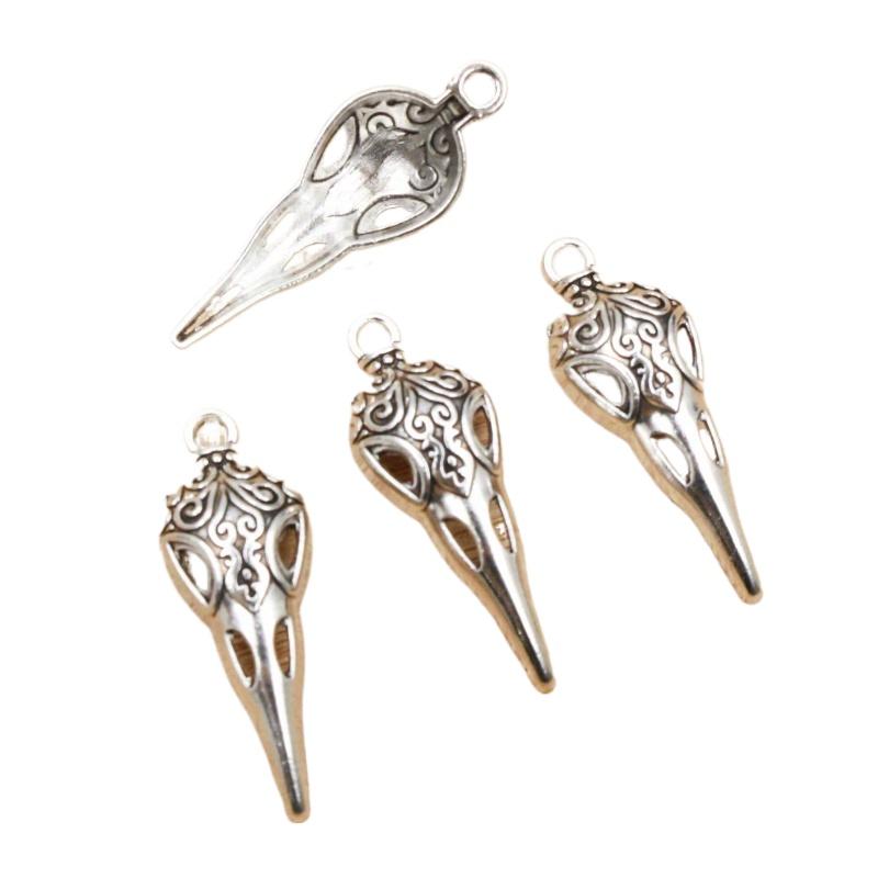 

15 шт. 35x13 мм Антикварные Шармы Череп Птицы Скелет Металлический Сплав Подвеска DIY Шармы DIY Изготовление Ювелирных Изделий Фурнитура 15pcs серебряный