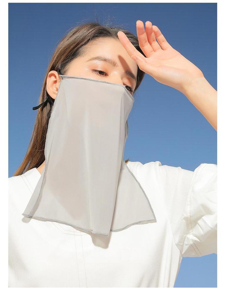 Women's Ice Silk Sun Protection Face Mask: Breathable, Ear-Hanging, Moisture-Wicking, Quick-Drying Veil for Outdoor Cycling and Driving.