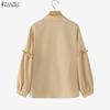 ZANZEA Damen Bluse mit Umlegekragen, lockere, lässige Langarmbluse