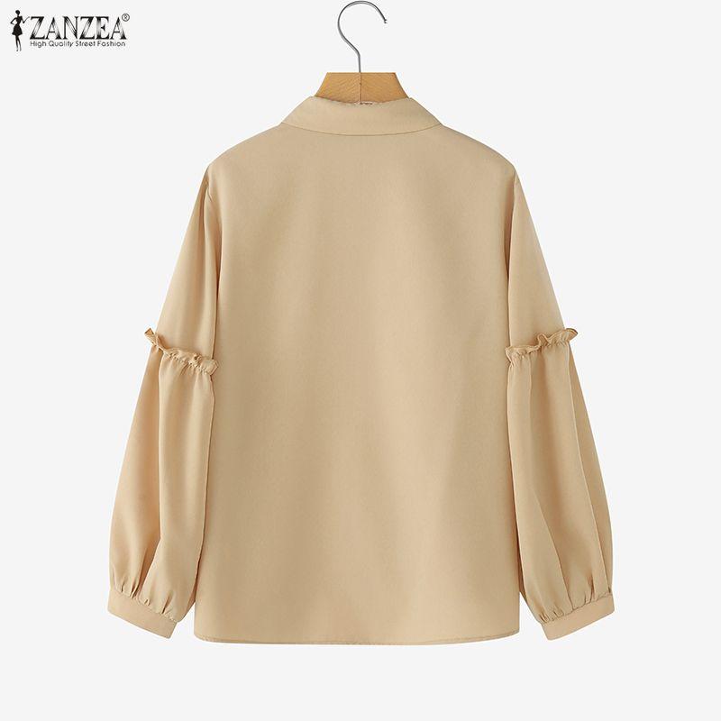 ZANZEA Damen Bluse mit Umlegekragen, lockere, lässige Langarmbluse