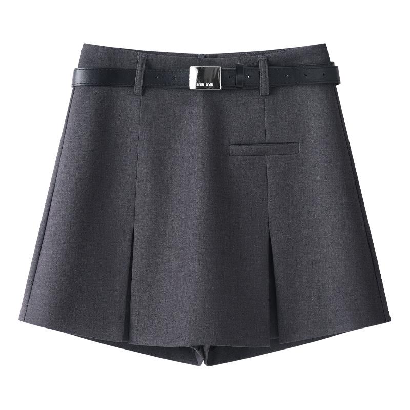 

Серая миди-юбка А-силуэта с высокой талией: Женская юбка на весну/осень 2025 года, стройнящая, с темпераментом L серый