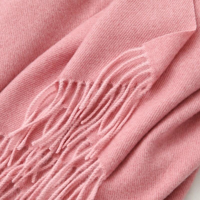 Soft Warm Wool Blend Scarf Women Winter Thick Solid Color Long Shawl With Fringe