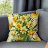 Spring Yellow Daffodil Pattern Double-Sided Throw Pillow Cover, Decorative Cushion Case For Living Room And Bedroom