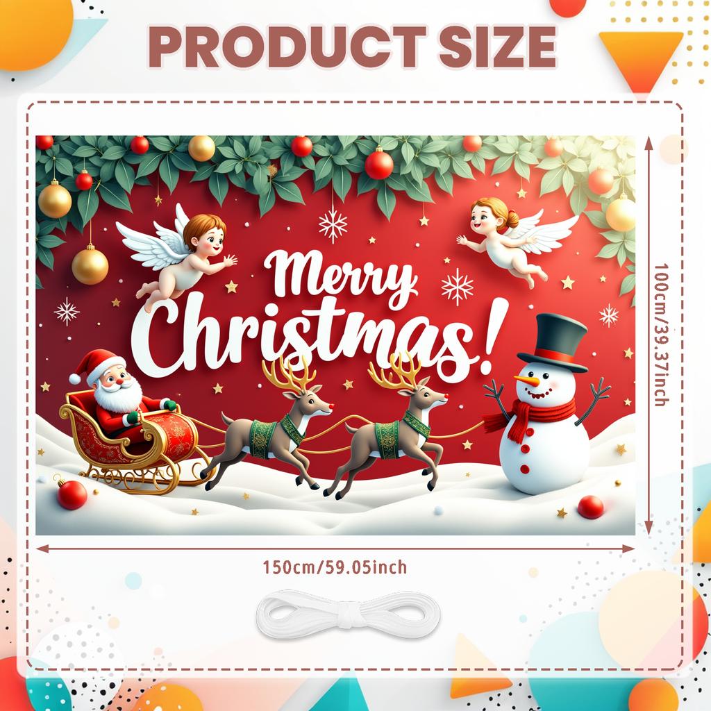 Christmas Celebration Cheerful Theme Party Backdrop Seasonal Decoration Angels Event Banner For Holiday Celebration Family