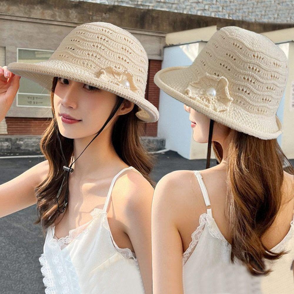 

Portable Bucket Hat Wide Brim Panama Hat Summer Beach Cap Women