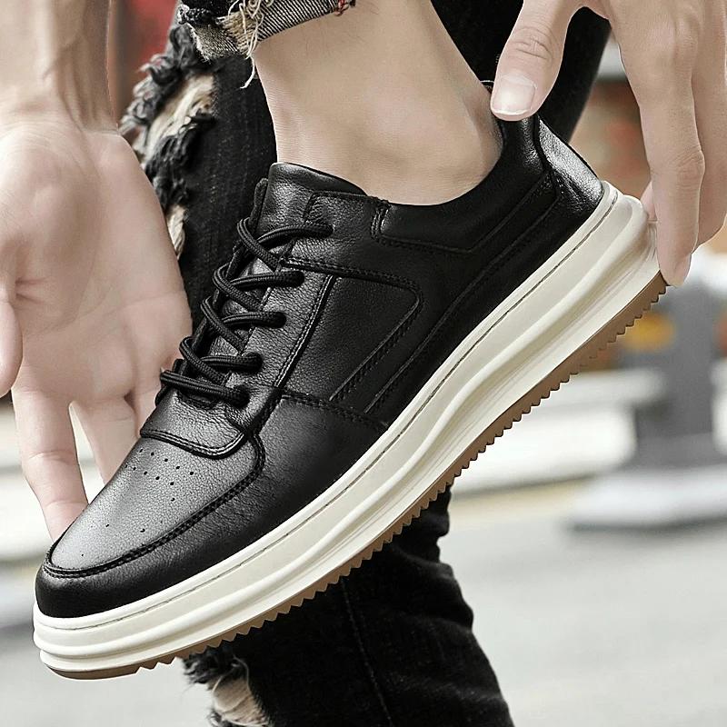 Men Genuine Leather Casual Shoes Flat Skate Shoes New Men Comfortable Fashion Casual Shoes Comfortable Men Shoe
