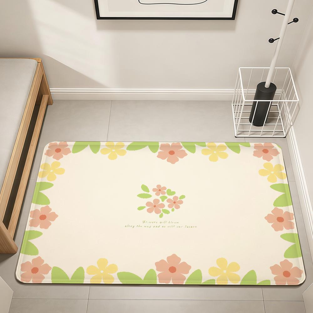 modern Simple cute flower art Home Bedside Rug Kitchen Bath Floor Mat Hallway Balcony Carpet Entrance Doormat hogar Decor