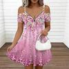 Ladies Spaghetti Strap Charming Hydrangea Bouquet Plus Size Loose Dress