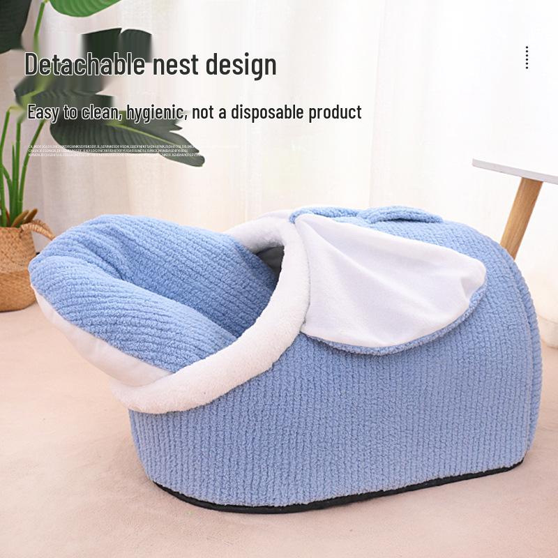 All-Season Washable Pet Bed: Cozy Enclosed Nest for Cats & Dogs