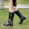 Fashion Women Boots 2025 New Platform Combat Buckle Vintage Fashion  Shoes Woman Casual Luxury Designer Western Mid Calf Boots Women
