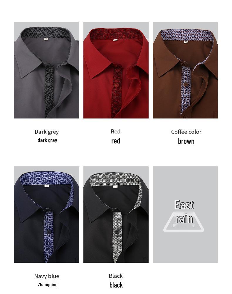 Men's Solid Color Non-Iron White Long Sleeve Slim Fit Business Shirt