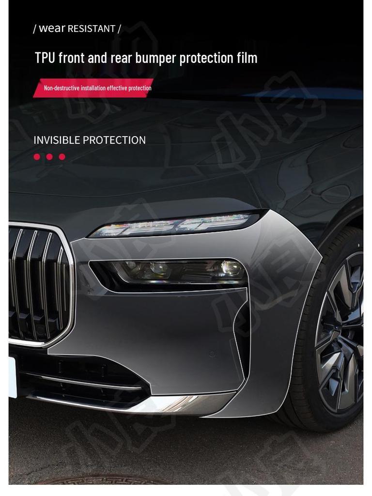 Vorgeschnittene durchsichtige TPU-Schutzfolie für vordere und hintere Stoßfänger - Passend für 23 BMW 7er Modelle